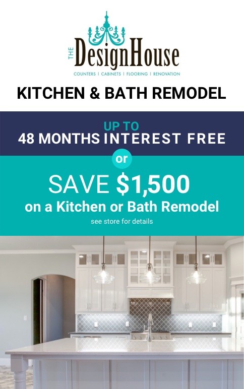 Pp to 48 MONTHS INTEREST FREE or save $1,500 on a kitchen or bath remodel. see store for details