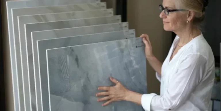 Person looking at countertops sample