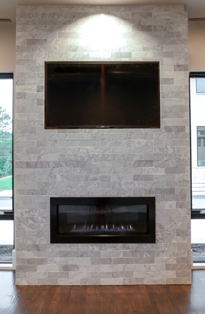 modern fireplace tile accent wall denton tx.jpg | The Design House