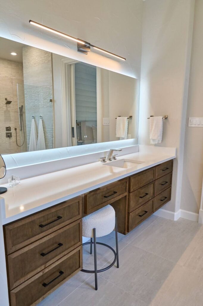 Master bathroom makeup vanity and sink