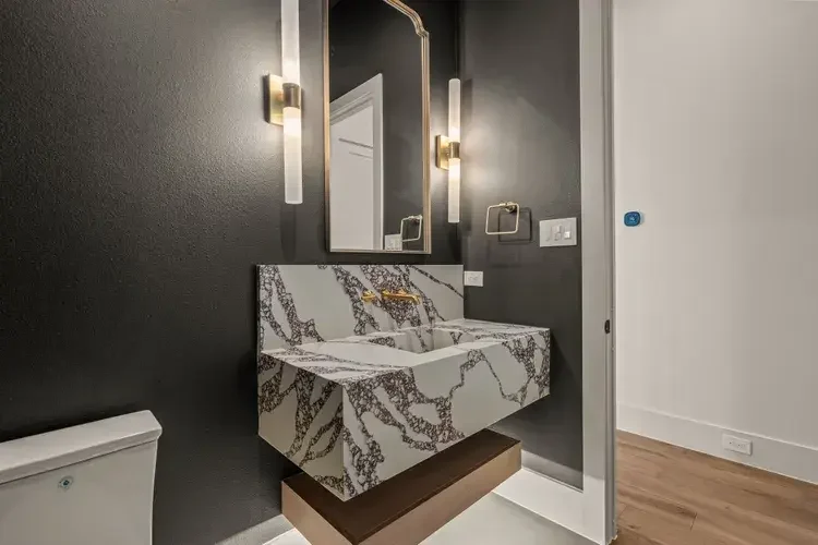 Custom sink in modern power room